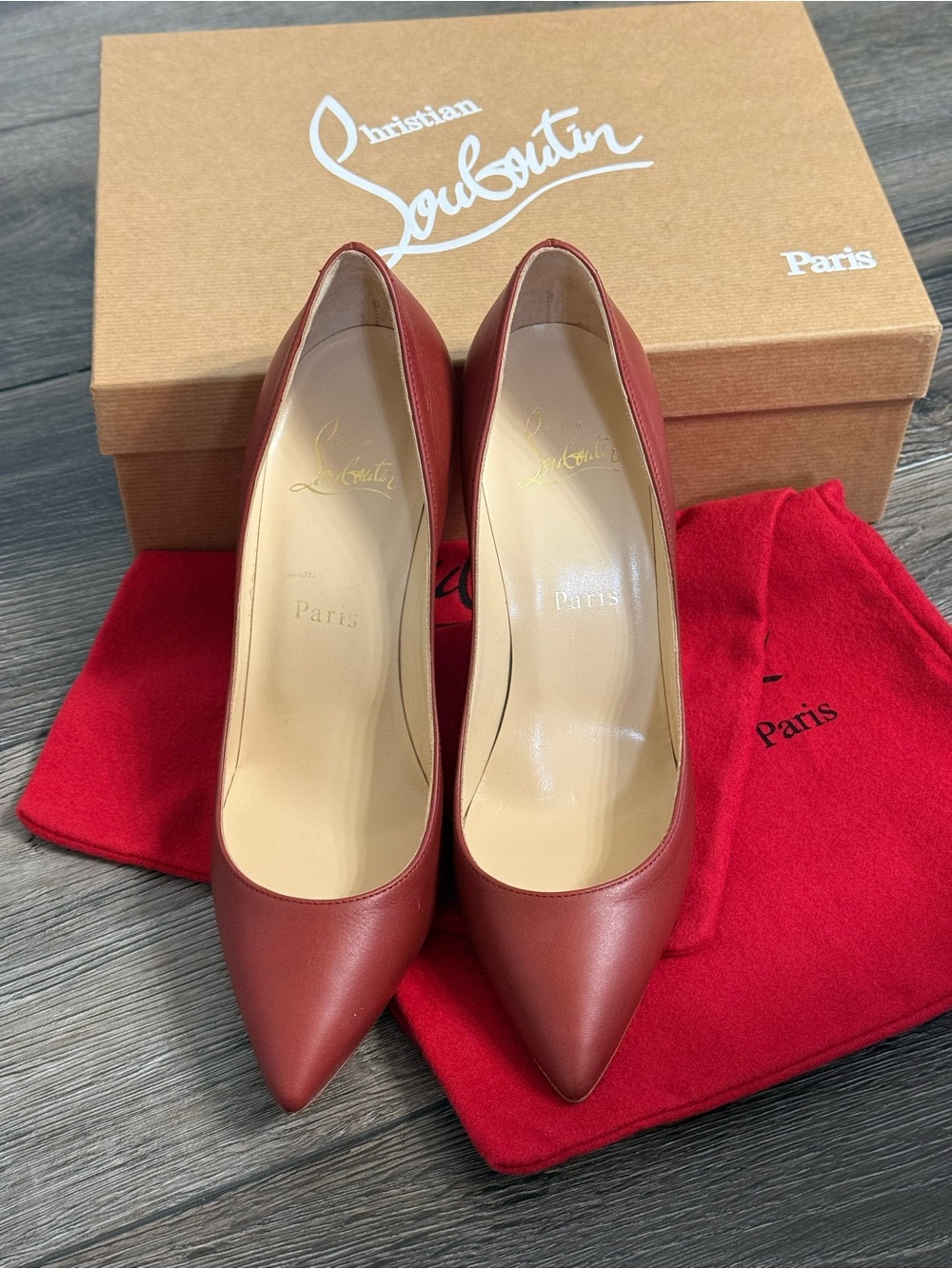 Christian Louboutin PIGALLE FOLLIES Red Leather Heels - 38